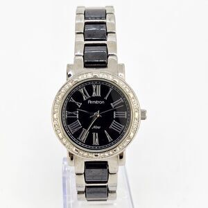 Armitron‎ Now Women's Watch 32MM Black Dial Black Gray Band 7" New Battery